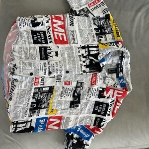 Forever 21 Black and White Newspaper Print Button Down Shirt